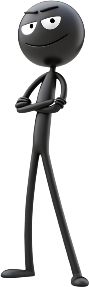 Quirky stick figure design with dynamic and humorous character pose. . png