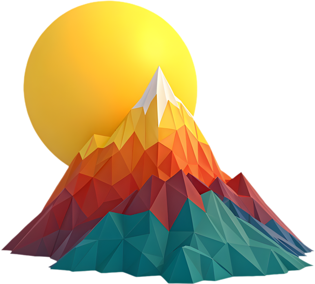 Vivid colors illuminating the sky above majestic mountains. . png
