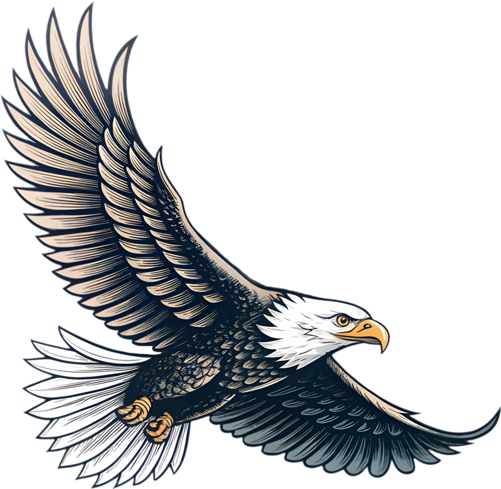Breathtaking Bald Eagle Tattoo with Soaring Pose and Sharp Talons. . png