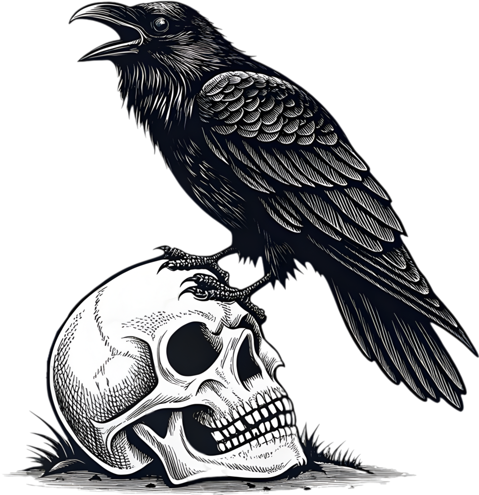 Dark Crow Tattoo Representing Mysticism and Fate. . png