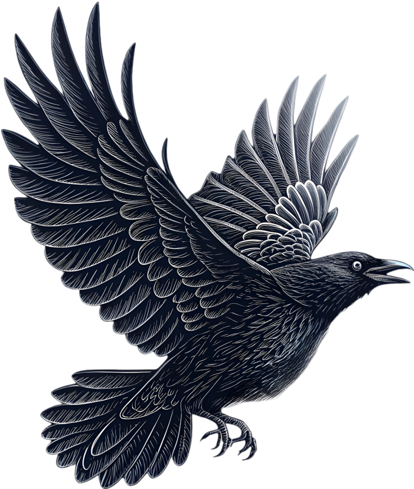 Haunting Crow Tattoo with Occult and Gothic Symbolism. . png