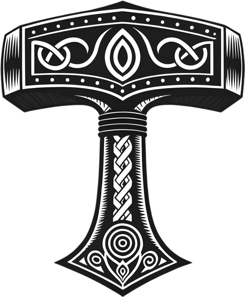 Powerful Viking Tattoo Representing Heritage and Nordic Strength. . png