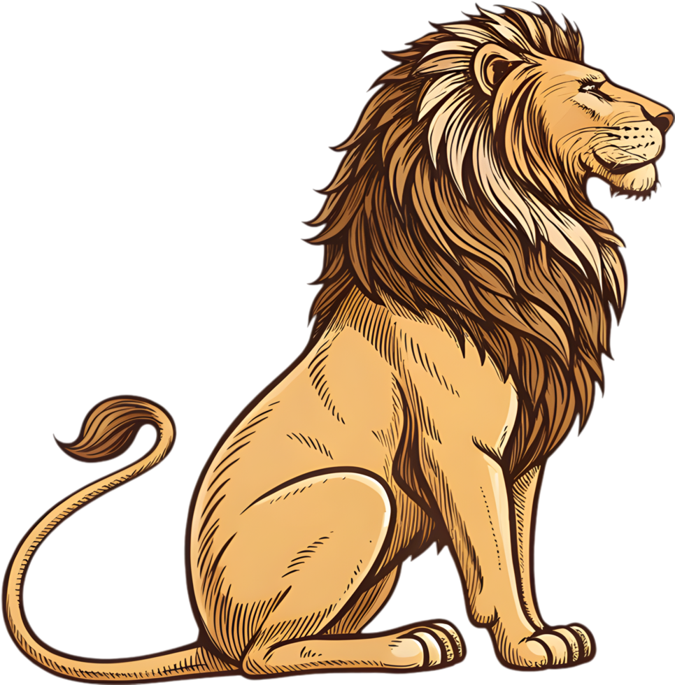 Intricate Lion Design Tattoo Symbolizing Power, Courage, and Bravery. . png