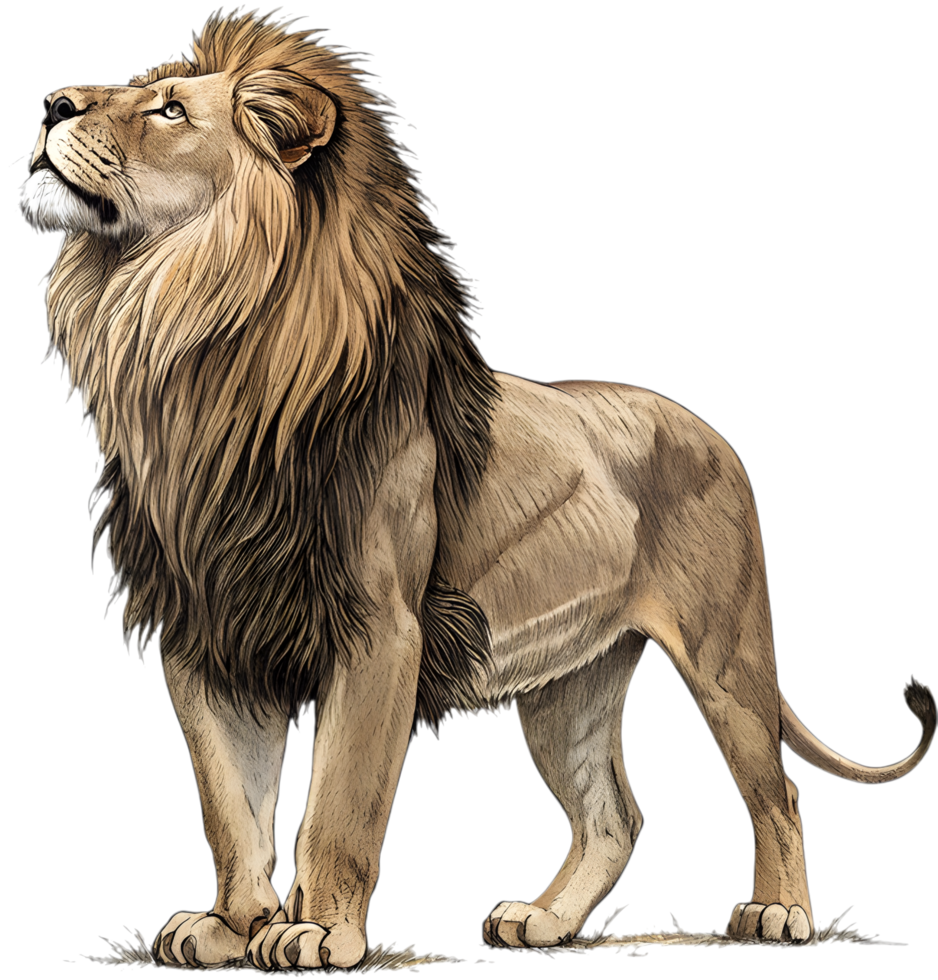 Regal Lion Tattoo Symbolizing Wild Bravery and Noble Strength. . png