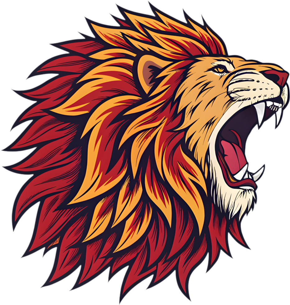 Detailed Lion Tattoo Featuring Majestic Mane and Brave Spirit. . png