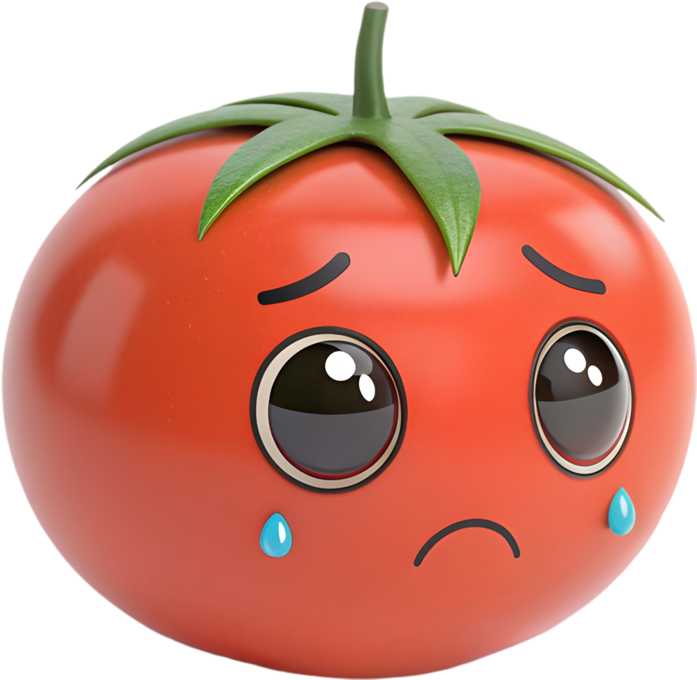 Vibrant over-expressive tomato emoji icon showing joyful expression. . png