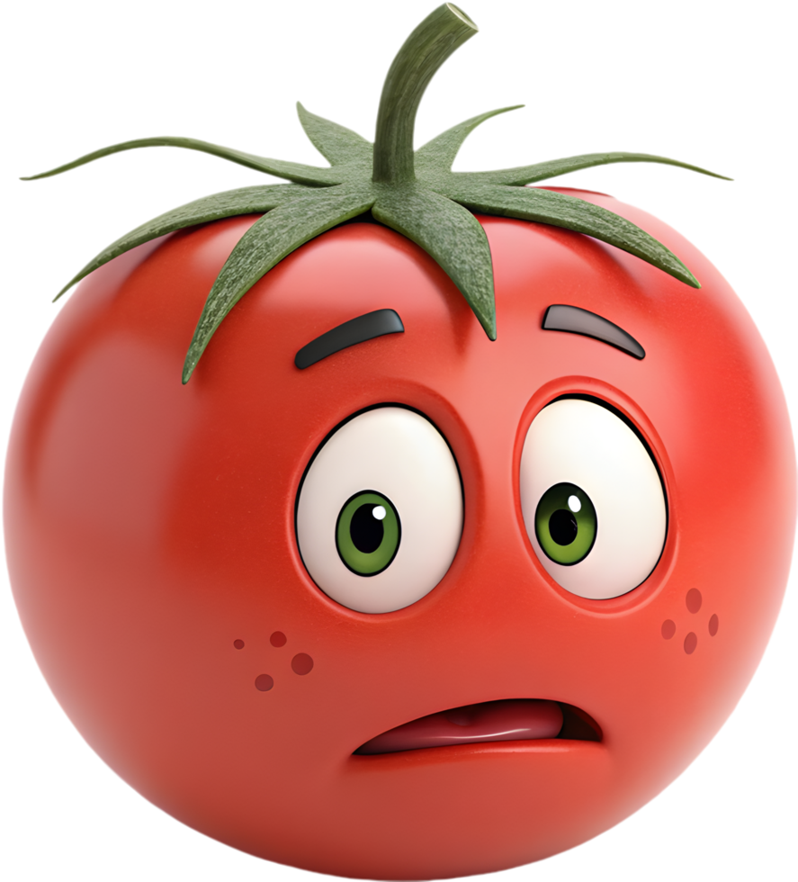 High-quality tomato emoji icon showing intense emotional expression. . png