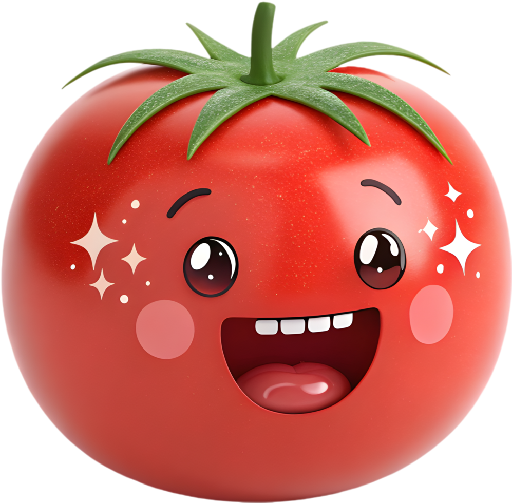 Fun expressive tomato emoji icon with colorful and vibrant design. . png