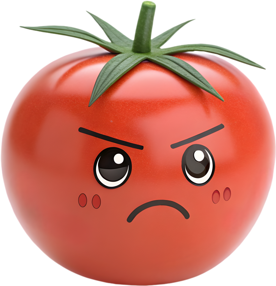 Over-expressive tomato emoji with a fun and emotional face. . png