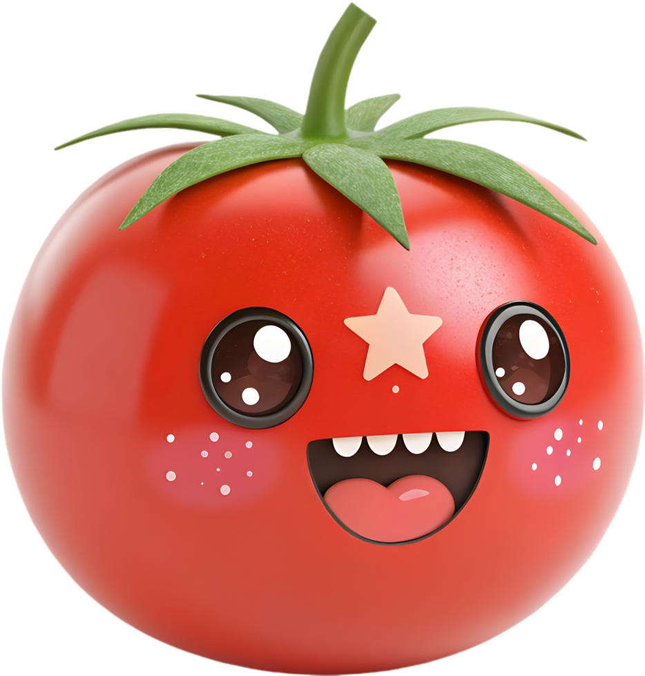 Bright, colorful, and expressive tomato emoji with playful emotion. . png