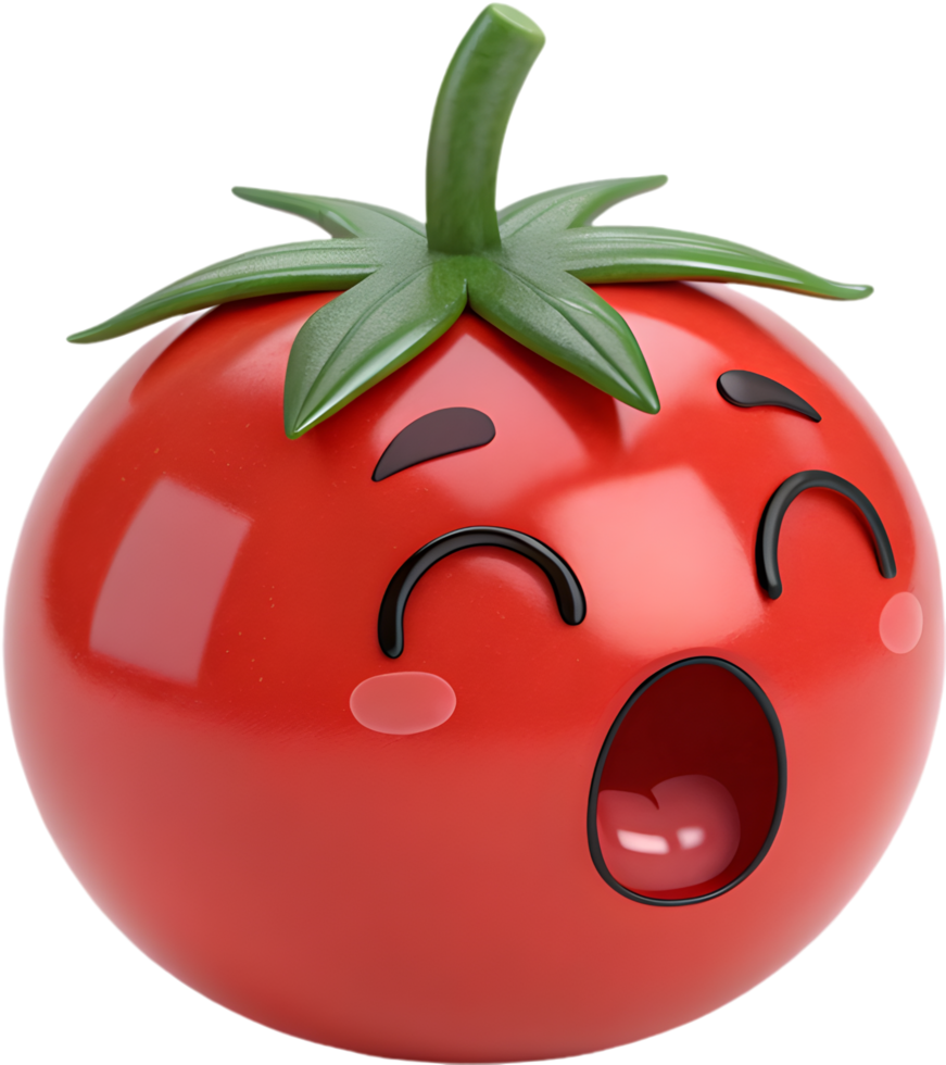 negrito tomate emoji mostrando intenso emoção com colorida Projeto. . png