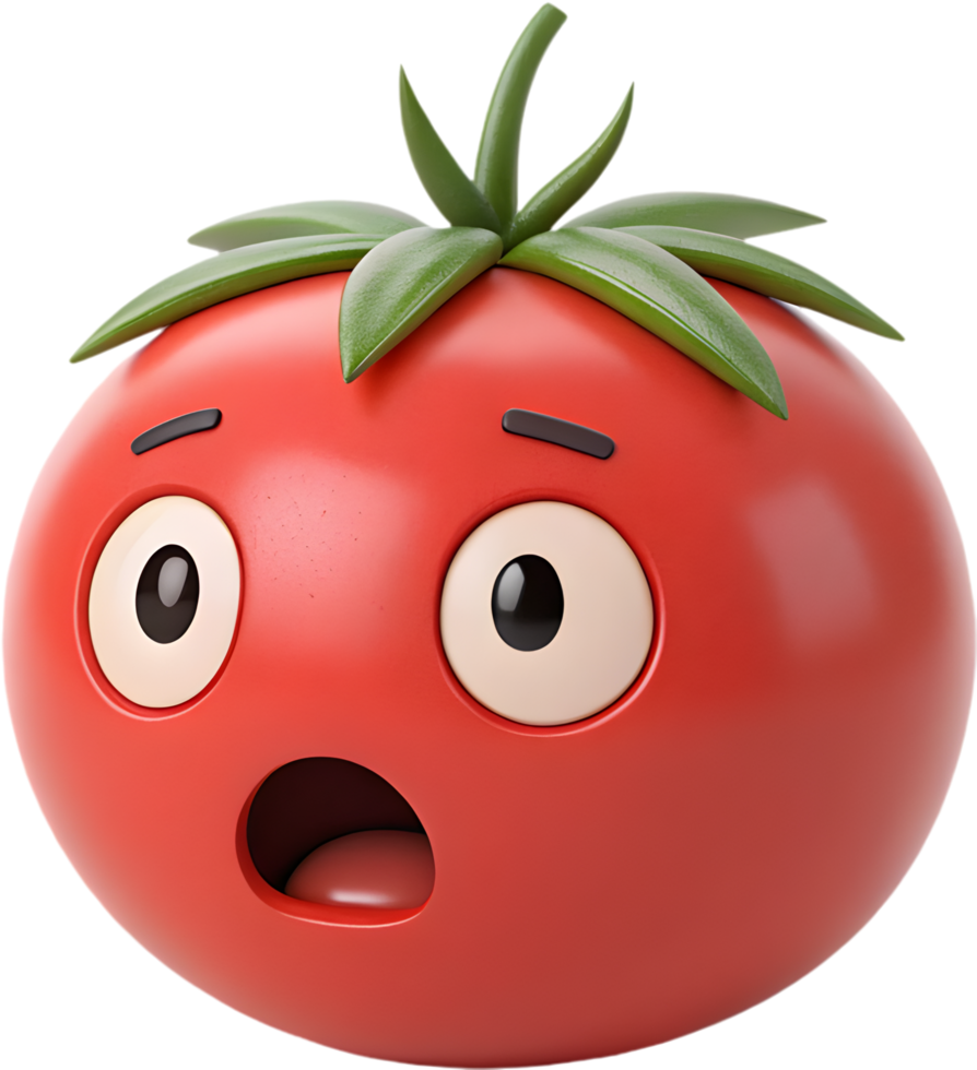 Vibrant and playful tomato emoji icon with emotional design. . png