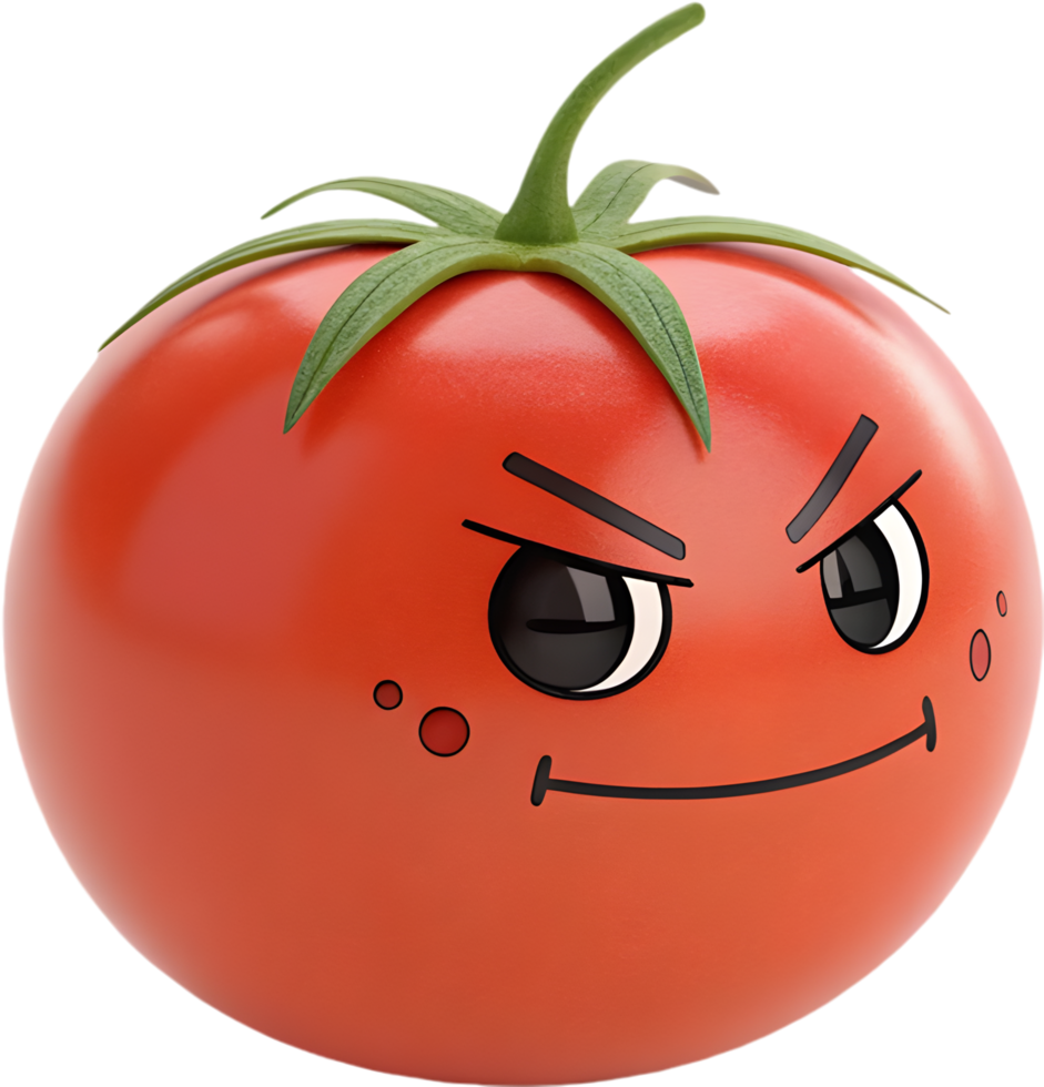 Creative tomato emoji with vibrant emotional expression and design. . png