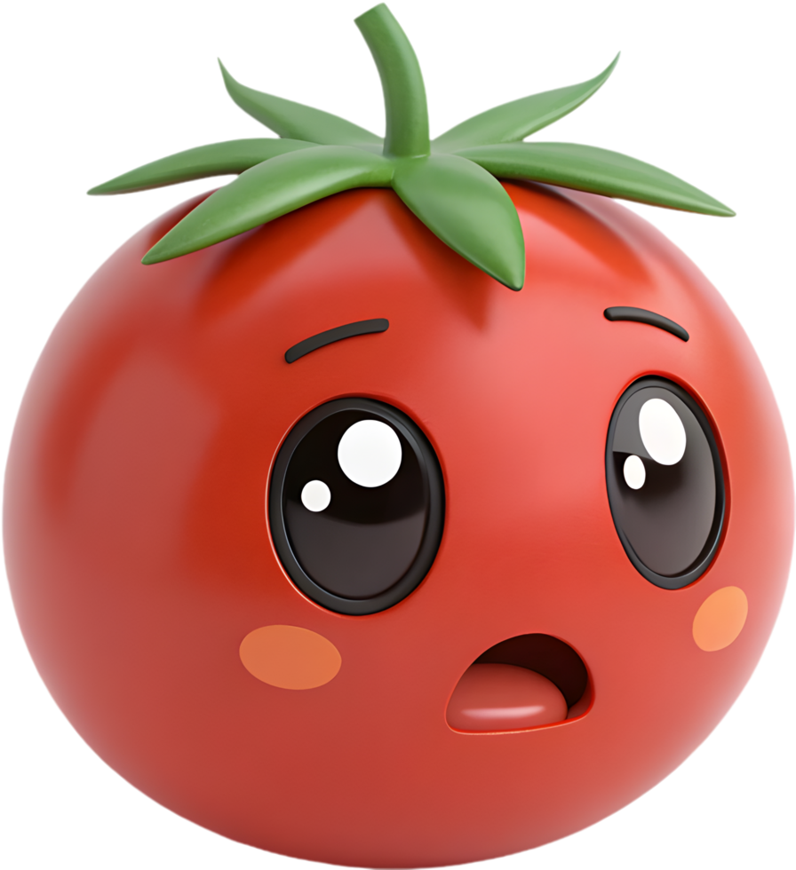 High-quality tomato emoji icon showing bold emotion and expression. . png