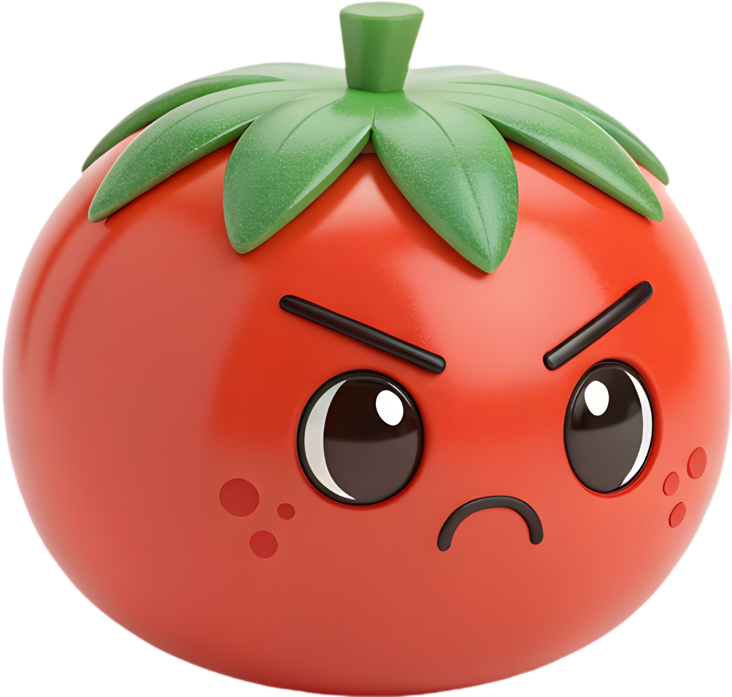 Over-expressive tomato emoji icon with bright and fun design. . png
