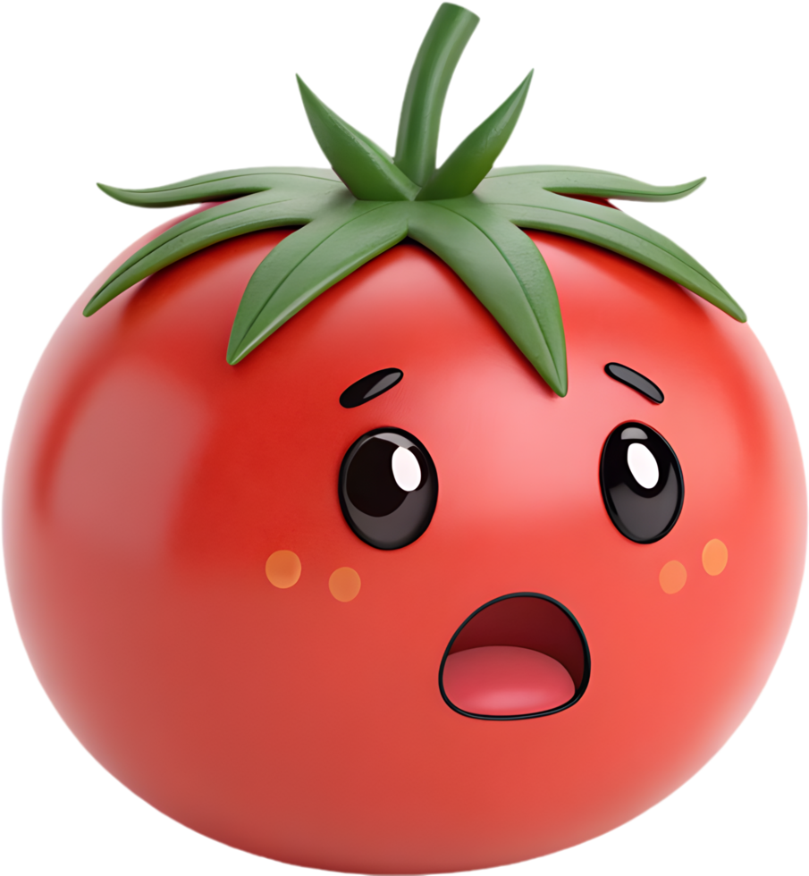 Colorful fun tomato emoji with exaggerated emotional expression. . png