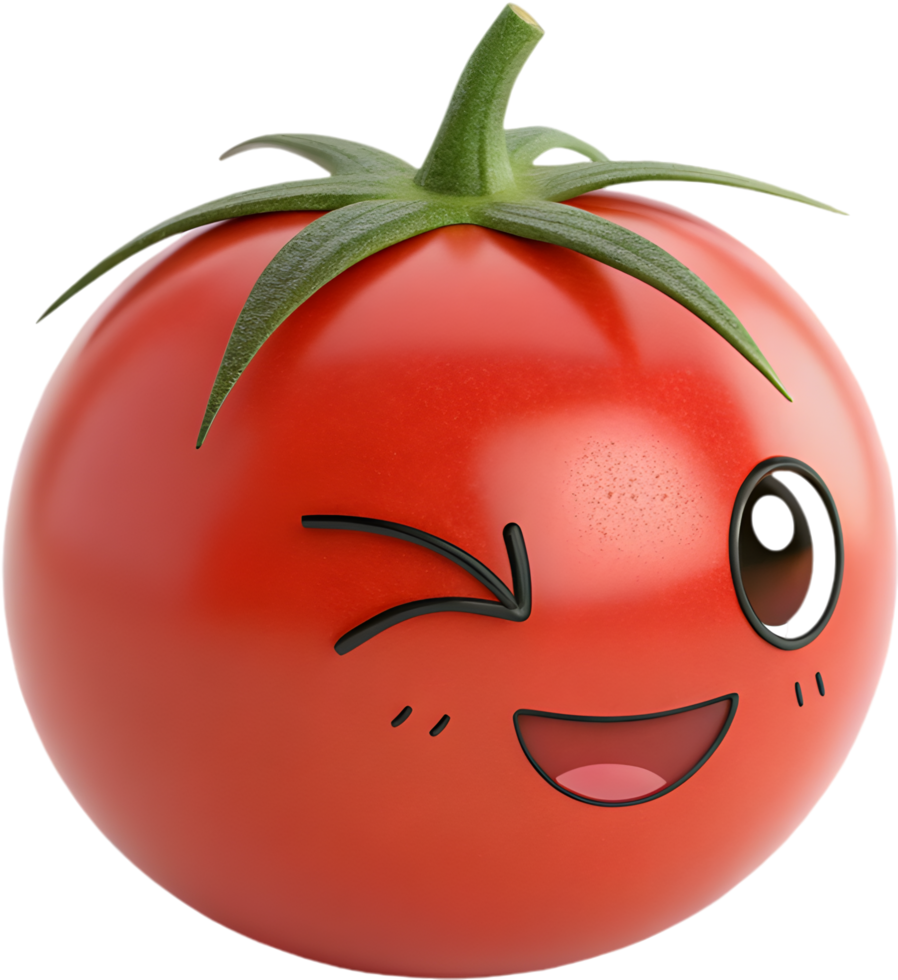 Creative vibrant tomato emoji icon showing emotional expression. . png