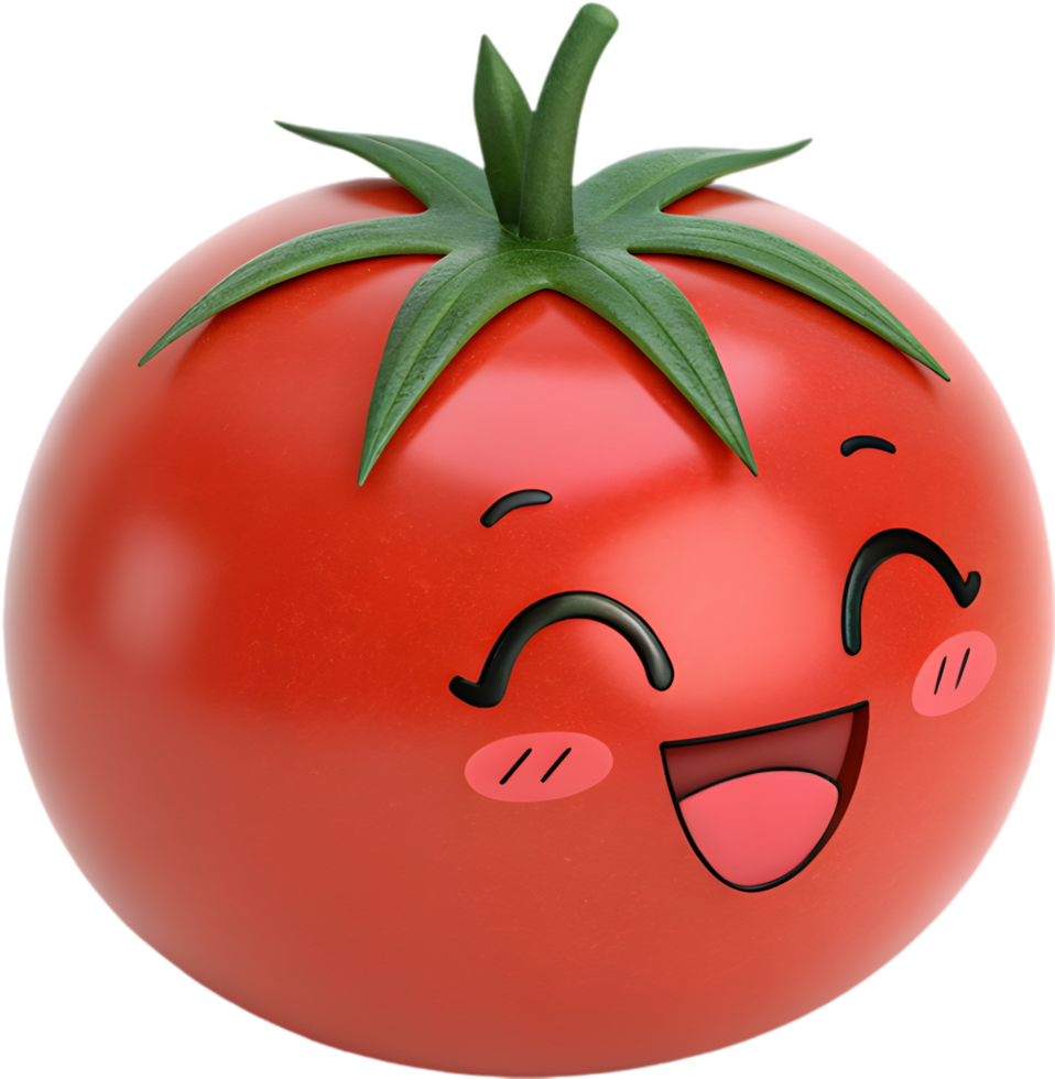 Bold and colorful tomato emoji clipart with expressive emotion. . png