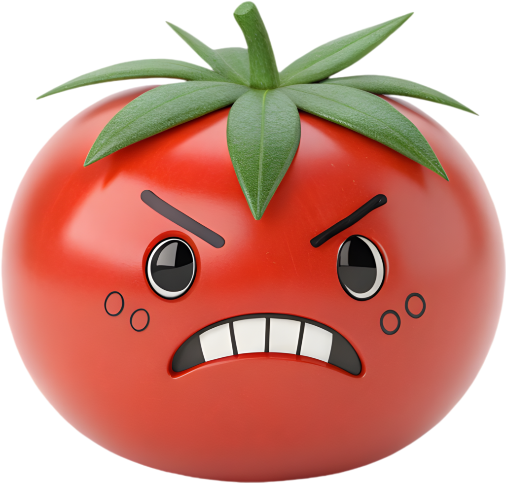 High-quality over-expressive tomato emoji with playful emotional expression. . png