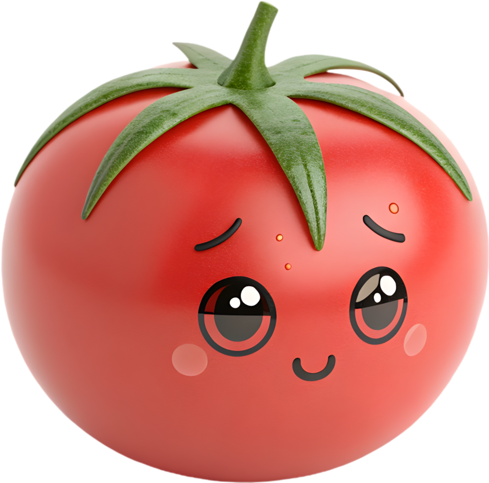 Playful and fun tomato emoji icon showing a bold emotional face. . png
