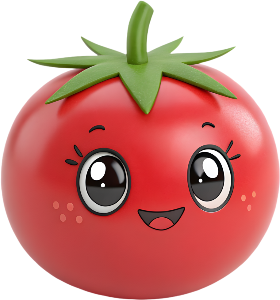 Fun cartoon tomato emoji icon showing intense and vibrant emotion. . png