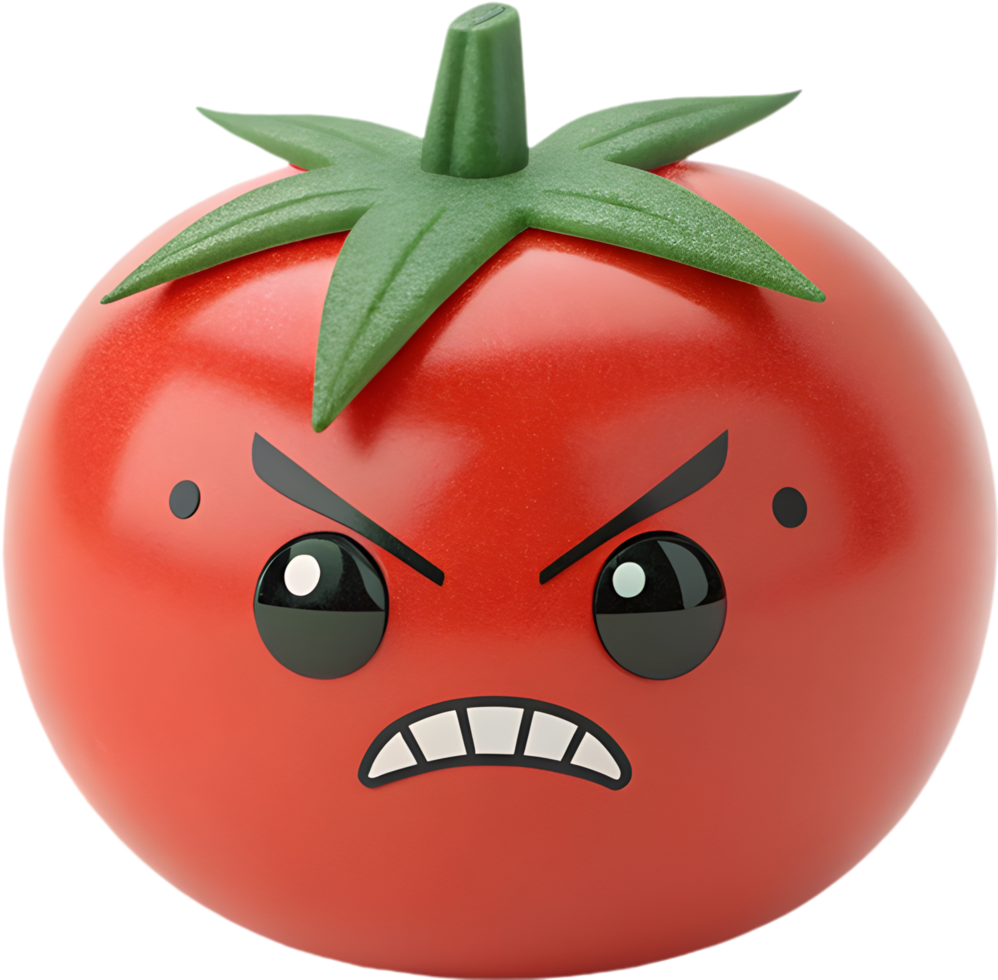 Expressive tomato emoji icon in bold vibrant design showing emotion. . png