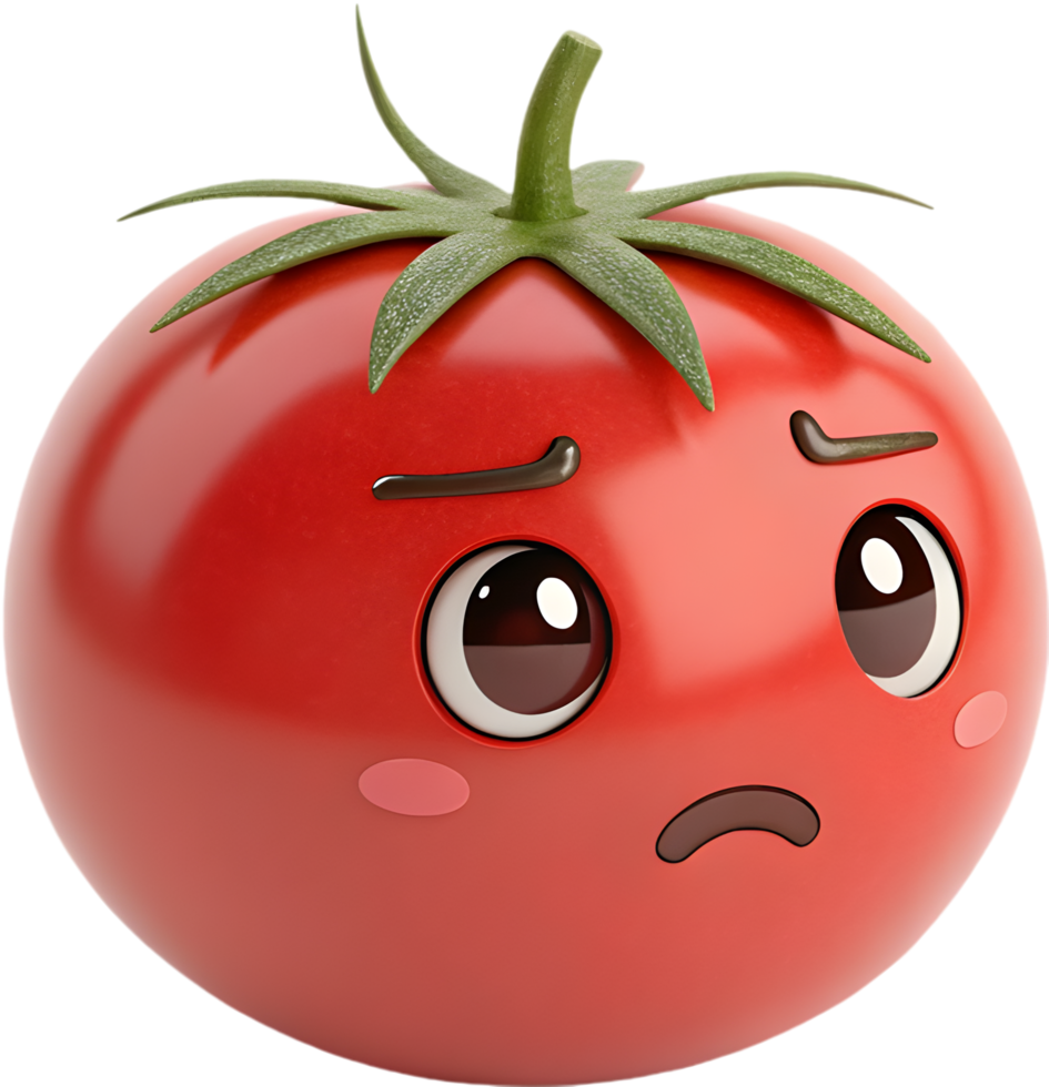 Creative design of a tomato emoji icon with intense emotion. . png