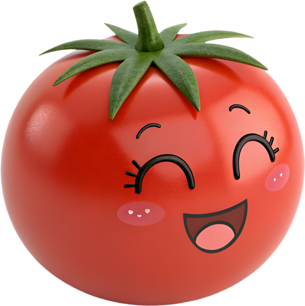 Expressive tomato emoji icon with a funny and colorful design. . png