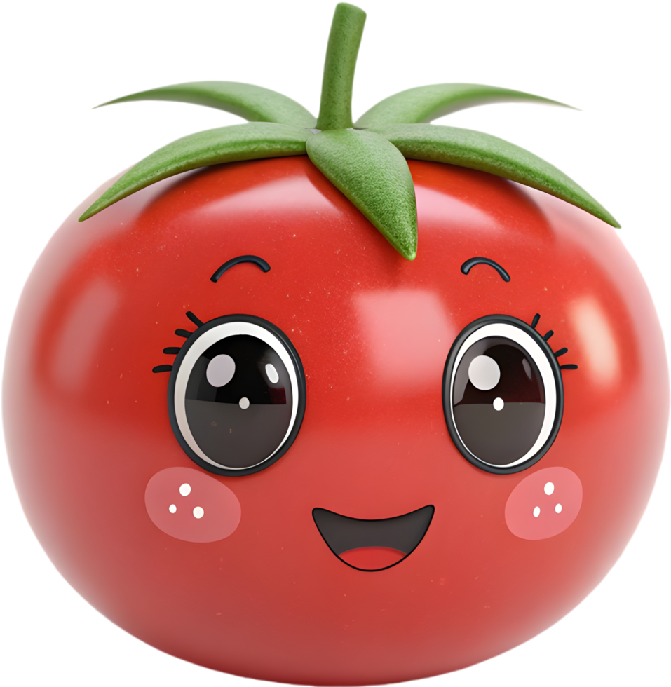 Vibrant colorful tomato emoji icon with intense emotional expression. . png