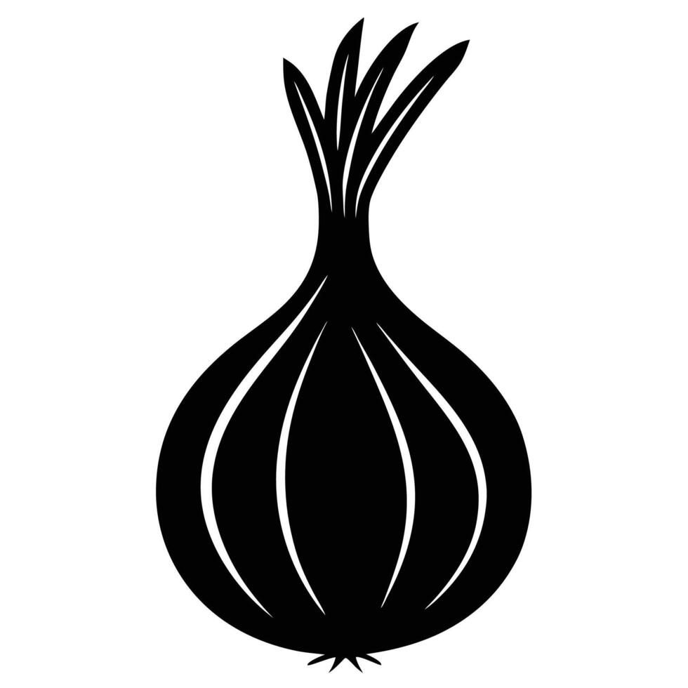 Graphic Art silhouette of a whole onion representing farm-fresh ingredients, cooking essentials, and produce vector