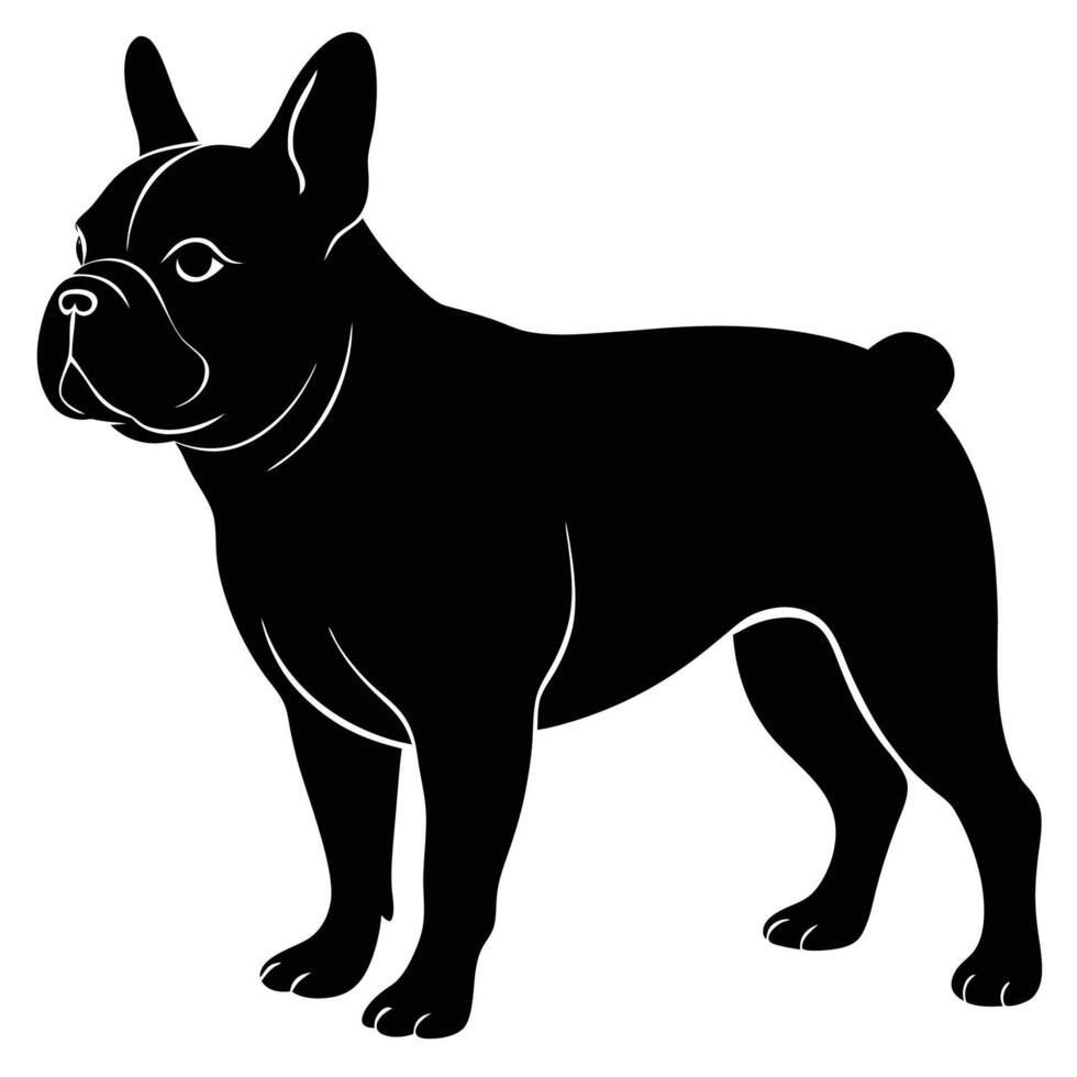 French Bulldog Face Icon Silhouette, Bold and Strong Dog Design Illustration vector