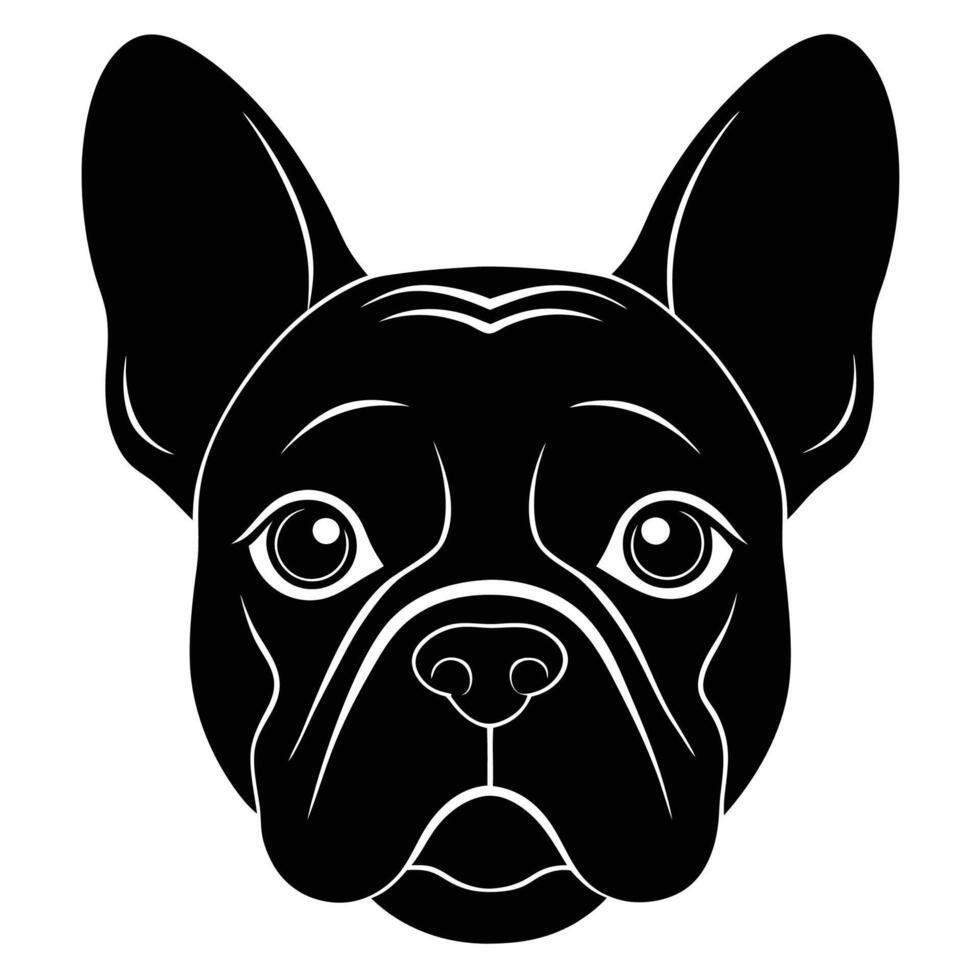 French Bulldog Face Icon Silhouette, Pet Design and Expression of Dog vector