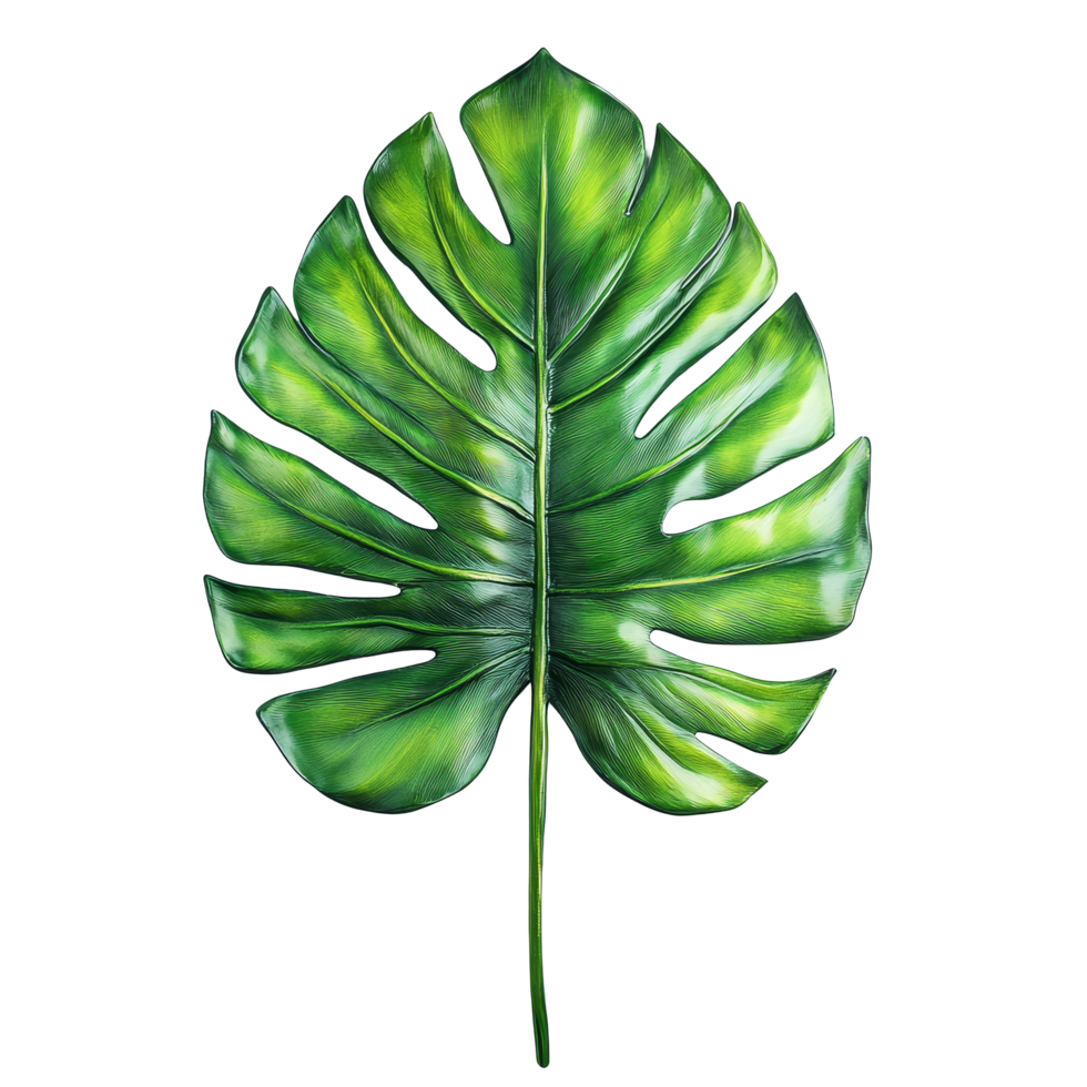 Vibrant tropical leaf showcasing intricate details on a clean transparent background for interior design inspiration, tropical leaf on transparent background png