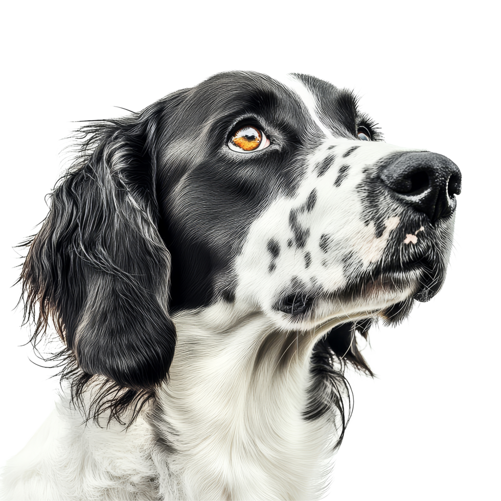 Elegant English Setter dog portrait isolated against a pristine transparent background, English Setter dog isolated on transparent background png