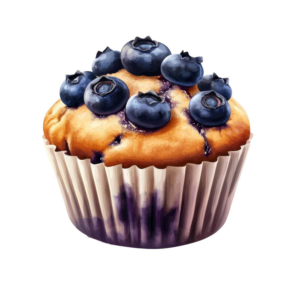 Enjoy a tempting blueberry muffin with fresh berries on a transparent background for a delightful snack anytime, delicious blueberry muffin on transparent background png