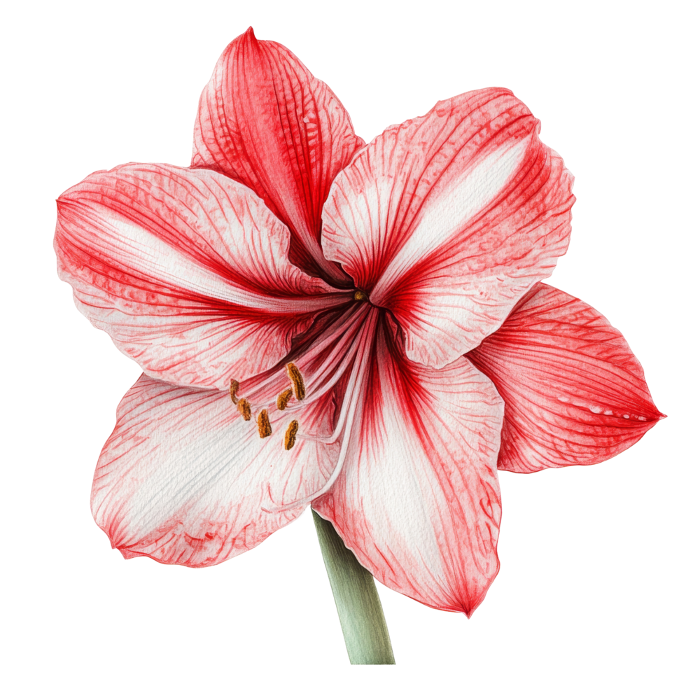 Beautiful amaryllis blossom isolated on a transparent background showcasing vibrant red and transparent petals, of amaryllis in , isolated on either transparent backgrounds png