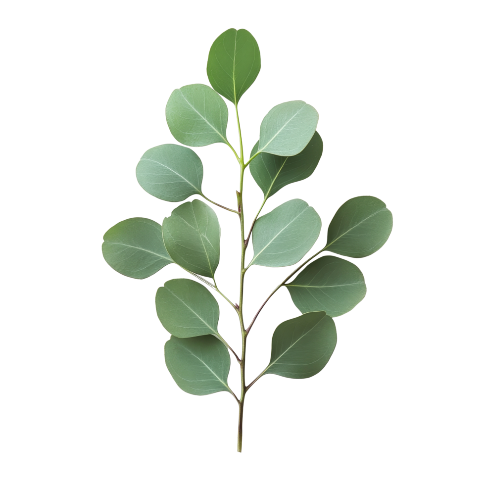 Eucalyptus leaves arranged elegantly on a transparent background, showcasing their vibrant green color and unique texture, Eucalyptus leaves on a transparent background png