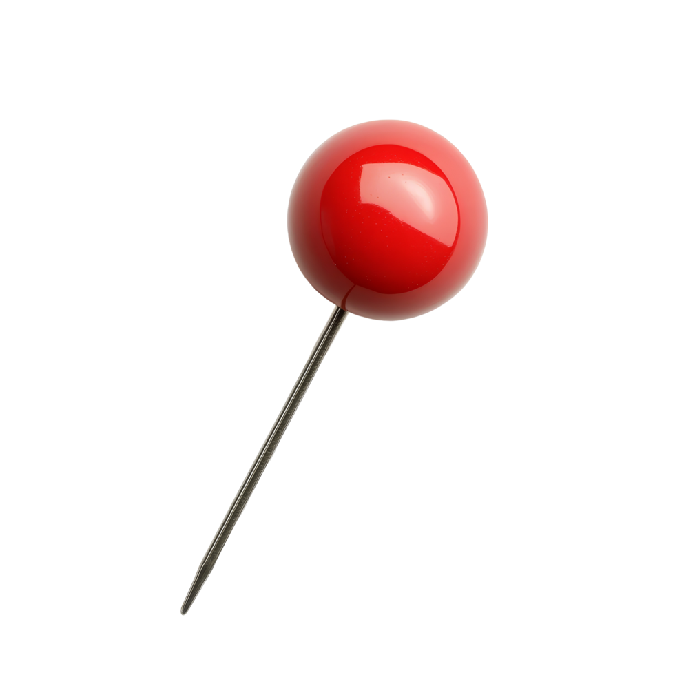 Red push pin on a clean transparent background ideal for marking important notes and organizing tasks effectively, red push pin isolated on transparent background png