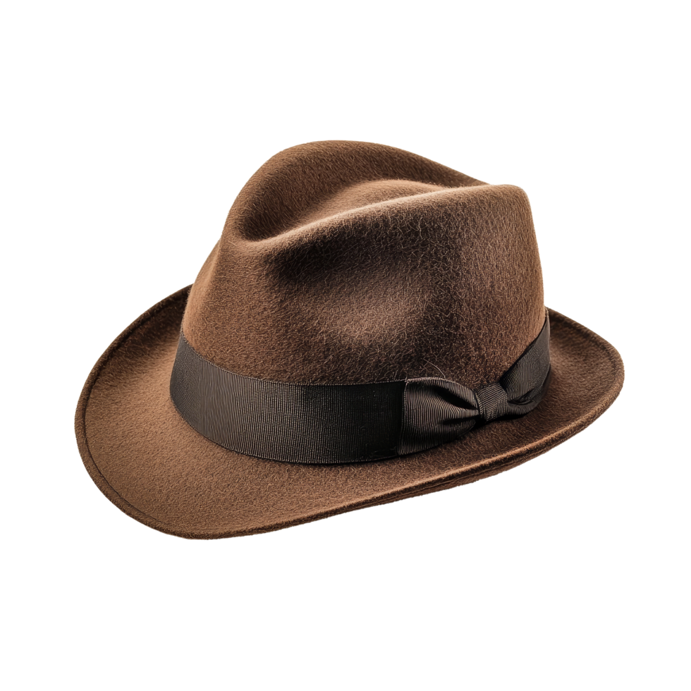 Classic brown fedora hat on a transparent background showcasing timeless fashion craftsmanship and style, Fedora hat isolated on transparent backgroundfile png