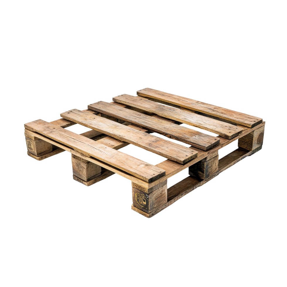 Wooden pallet on a transparent background, ideal for logistics, storage, and transport in any setting, Wooden Pallet Isolated on transparent background png