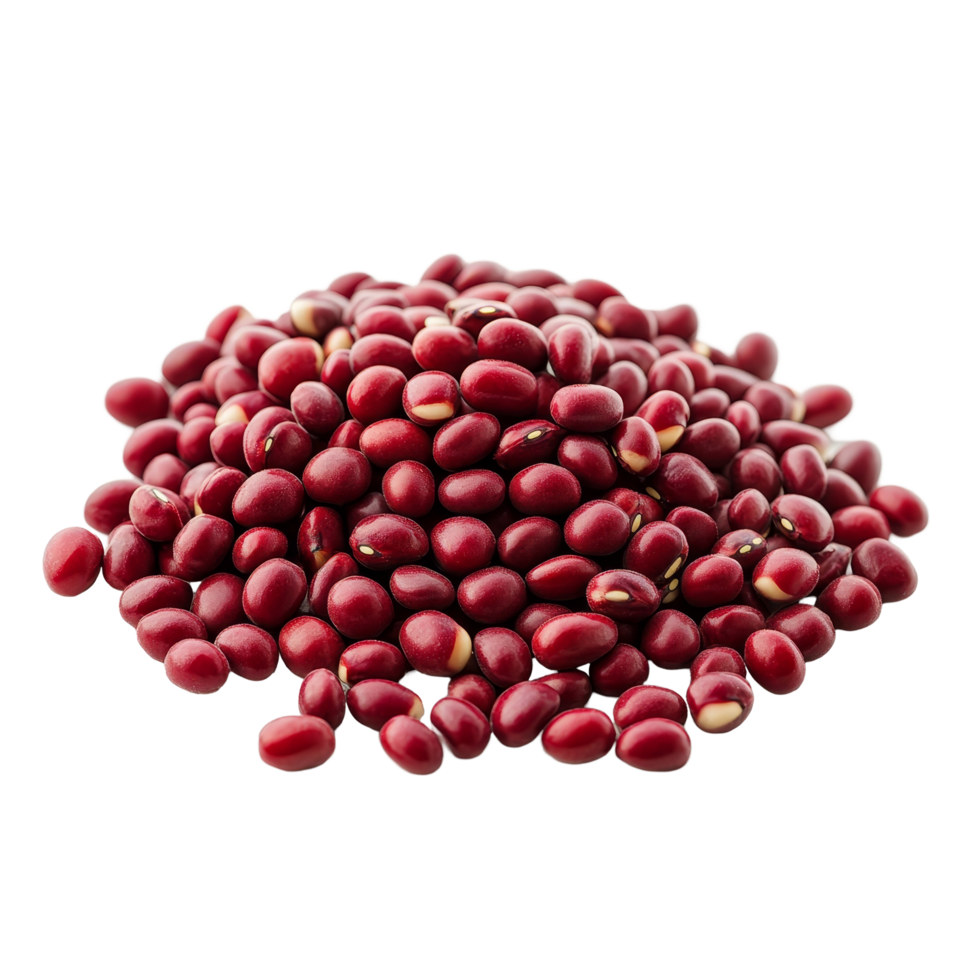 A pile of adzuki beans isolated against a transparent background showcasing their vibrant color and shape, Pile of adzuki beans isolated png
