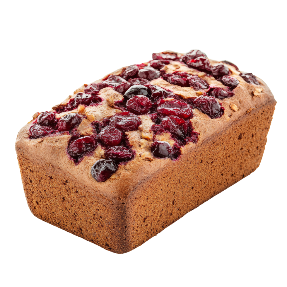 Wholemeal cranberry bread isolated on a transparent background showcasing its delicious texture and vibrant color, Wholemeal cranberry bread isolated on transparent png