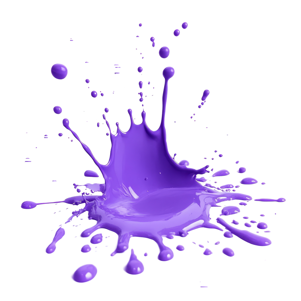 Vibrant purple paint splash isolated on a transparent background capturing dynamic motion and artistic creativity, Purple Paint Splash Isolated on transparent background png