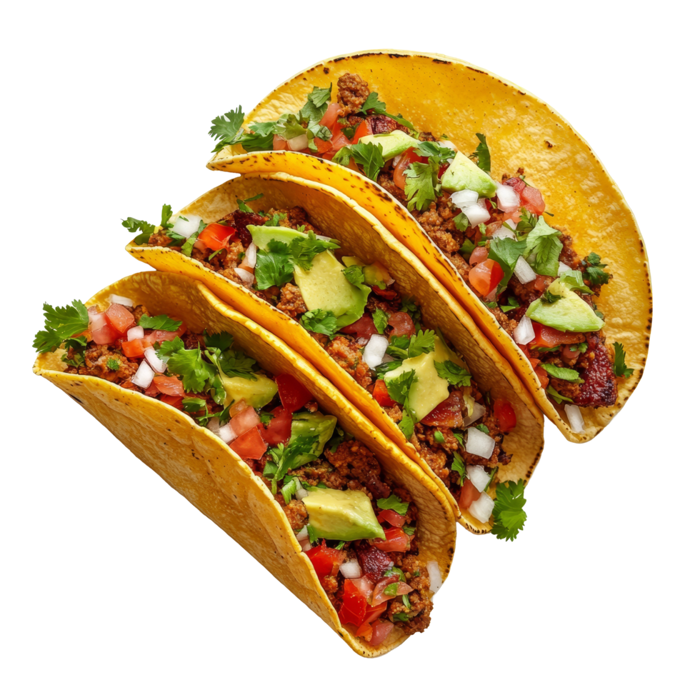 Delicious tacos filled with flavorful ingredients served on a transparent background, Delicious Tacos on transparent background png