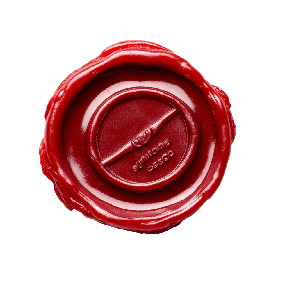 Elegant red wax seal with the word Confidential isolated on a transparent background for secure correspondence, Wax Seal with Confidential Word Isolated Stock Illustration png
