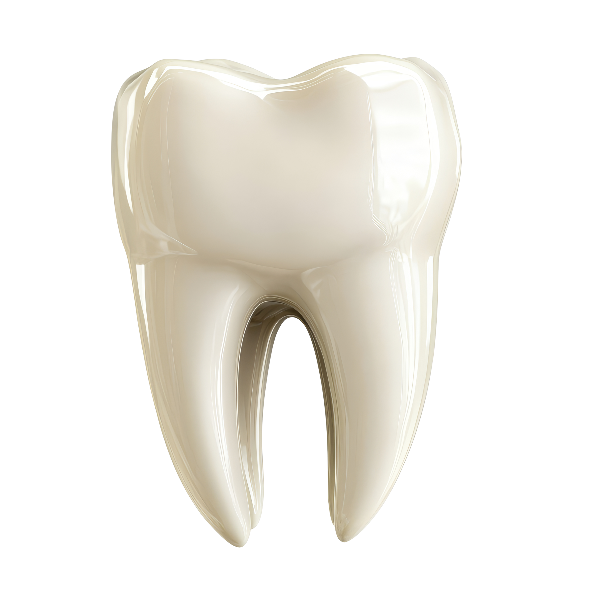 A closeup of a healthy tooth isolated on a clean transparent background