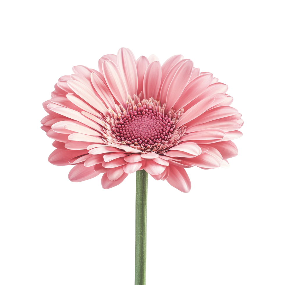 Vibrant pink gerbera flower isolated on a transparent background showcasing its delicate petals and unique structure, pink gerber flower isolated on transparent background png
