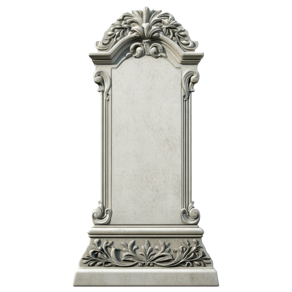 Elegant epitaph on a solid transparent background, showcasing intricate designs and a classic tombstone shape, Epitaph, transparent background isolated on solid transparent background png