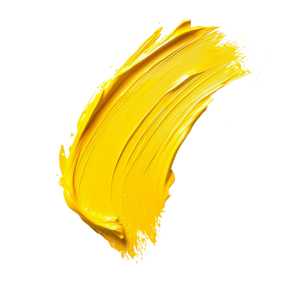 Bright yellow paint smear brush stroke isolated on a transparent background creating a vivid artistic expression, yellow paint smeart brush strokeisolated on transparent background png