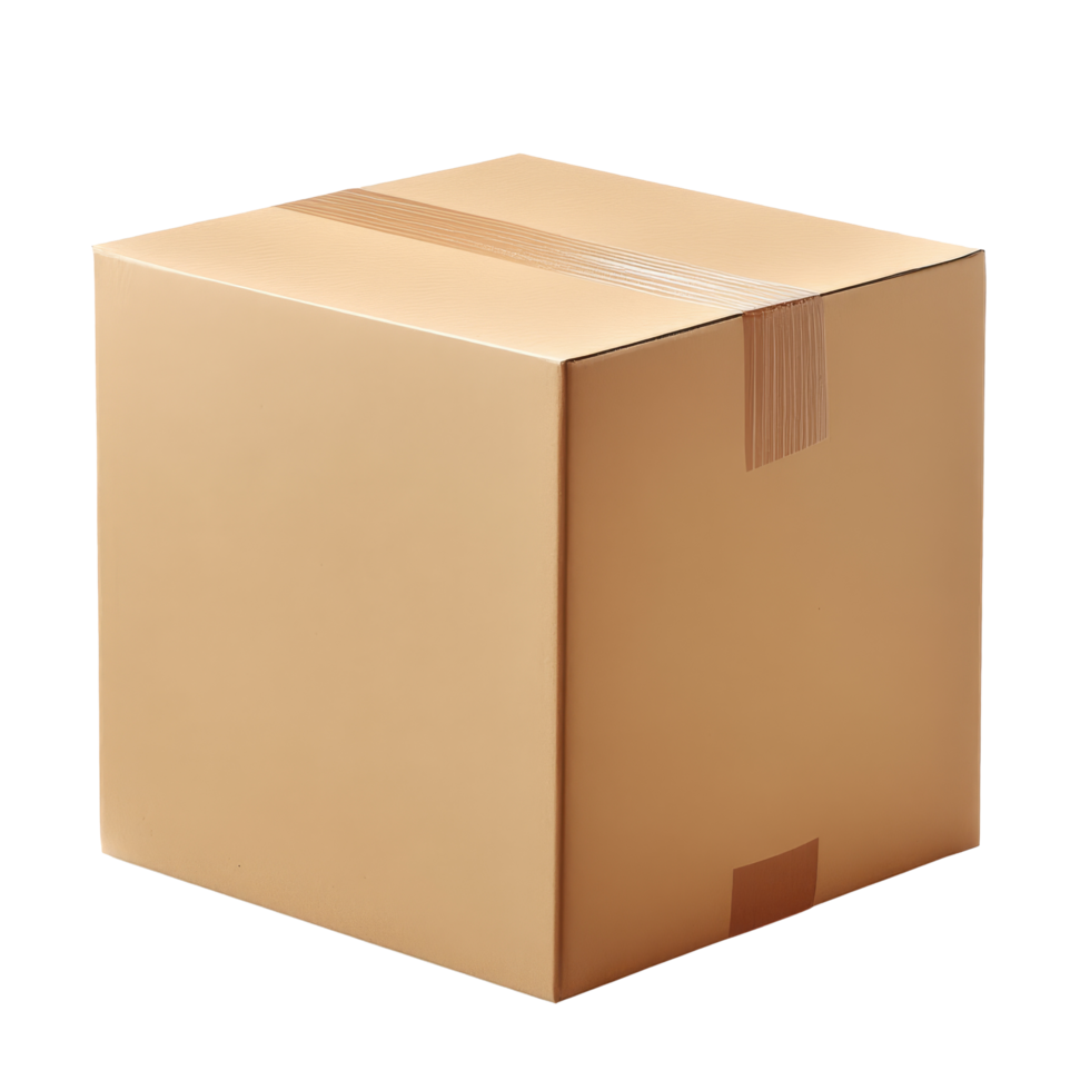 A simple cardboard box resting on a transparent background for creative display or product packaging design, Cardboard Box Open and Closed On transparent background png